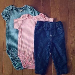 Carter’s 3 month stripes and denim